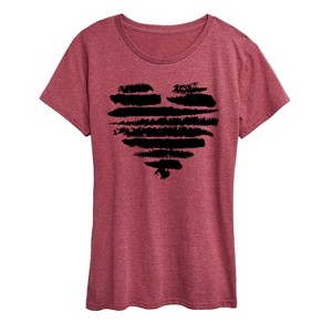 Women's - Instant Message - Brushstroke Heart Stripes Short Sleeve Graphic T-Shirt - 1 of 4