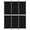 vidaXL 3-Panel Room Divider in Black - Versatile, Durable and Foldable Fabric Screen for Privacy and Sunlight Blockage - 3 of 4