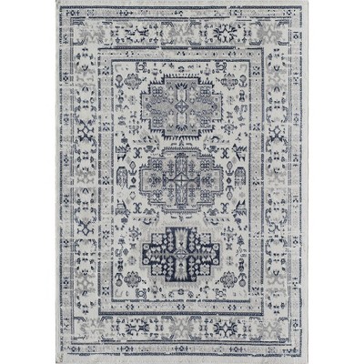 Glacial Sundara Blue and White Floral Synthetic 5' x 7' Area Rug