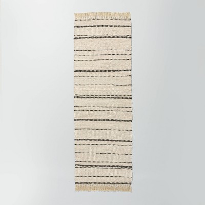 2'4" x 7' Bleached Jute Variegated Stripe Area Runner Railroad Gray - Hearth & Hand™ with Magnolia