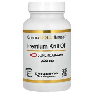 California Gold Nutrition Premium Krill Oil with SUPERBABoost, 1,000 mg, 60 Fish Gelatin Softgels - 1 of 4