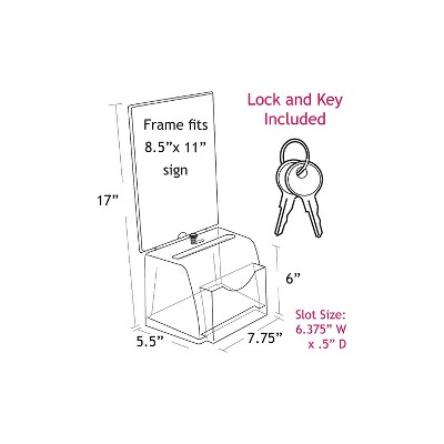 White Medium Plastic Suggestion Box with Lock and Pocket