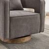 29.1" Linen Blend Swivel Open Back Accent Chair with Solid Wood Base - 2 of 4