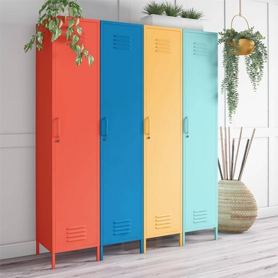 Cache Tall Orange Metal Locker Storage Cabinet with Adjustable Shelving