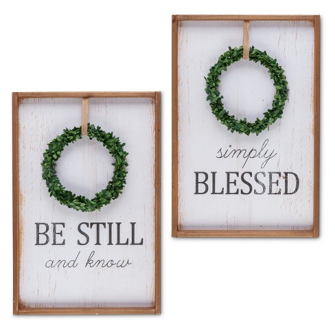 Lone Elm Studios Assorted Wreath Message Wall Décor With White Wood  Background And Natural Wood Frame (Set Of 2) : Target