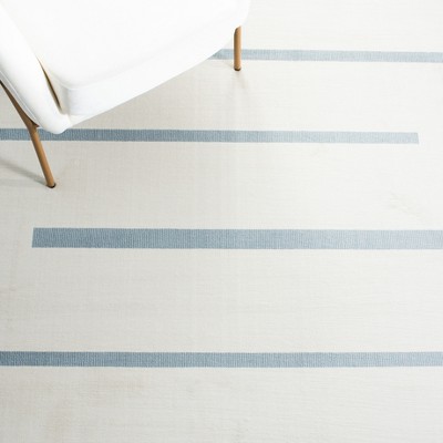 Ivory Abstract Hand-Knotted Square Synthetic Rug