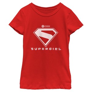 Girls Supergirl Official Shield White Logo T Shirt - 1 of 4