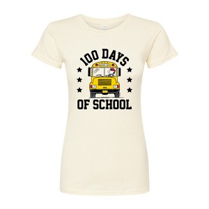 Women's - Peanuts - Snoopy One Hundred Days Of School Fitted Graphic T-Shirt - 1 of 4