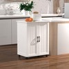 Kumasinova 27" Versatile Kitchen Cart with Barn Doors,Mobile Kitchen Island on Wheels,Portable Kitchen Storage for Dining Room,Bathroom,Kitchen,White - 3 of 4