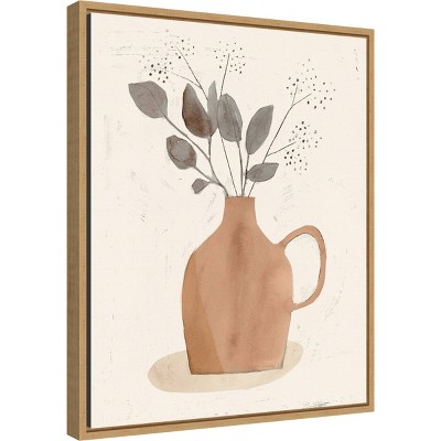 16" x 20" La Planta II Floral Vase Framed Canvas Wall Art