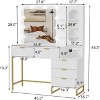 coucheta Modern Makeup Vanity Desk, Wood Fluted Make Up Vanity Table with Lighted Mirror&Power Outlets, Large Storage Space, for Women Girls Bedroom - 2 of 4