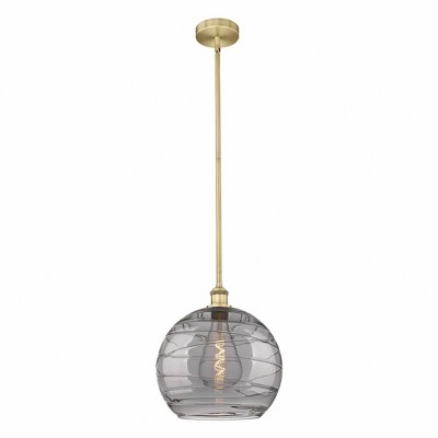 Athens Deco Swirl - 1 Light Stem Hung Pendant In Industrial Style-14.63 Inches Tall and 13.75 Inches Wide