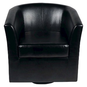 Daymian Faux Leather Swivel Club Chair Black - Christopher Knight Home