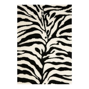 Ivory/Black Animal Print Loomed Area Rug - (8