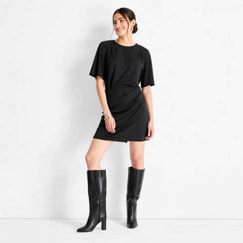 Women s Short Sleeve Mini T shirt Dress Future Collective Black L Target