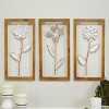 VIP Metal 16 in. Brown Floral Print Wall Art Set of 3 - 2 of 4