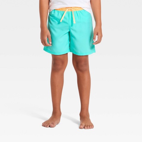 Cat & Jack Boys' Solid Swim Trunks - Cat & Jack™ Turquoise Blue S