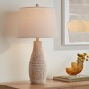John Timberland Southwest Rustic Table Lamp 27" Tall Faux Light Wood Oatmeal Fabric Drum Shade for Living Room Bedroom Bedside Nightstand - 2 of 4