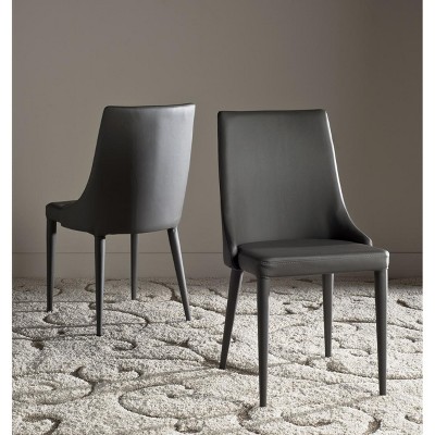 Summerset Gray PU Leather Upholstered Side Chairs with Metal Frame, Set of 2