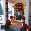MOEPISY 6ft Pre-lit Garland,red Gold Christmas Poinsettia Garland with 25 LED Light - 2 of 4