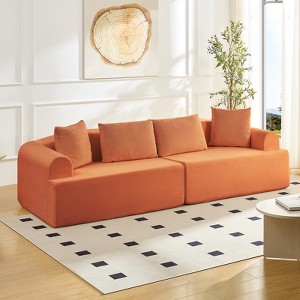 104" Curved Modular Sectional Sofa in Chenille Fabric Modern Minimalist Design Compressed No Assembly Required - 1 of 4