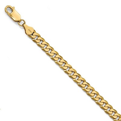 Black Bow Jewelry 6.1mm 14k Yellow Gold Beveled Curb Chain Bracelet