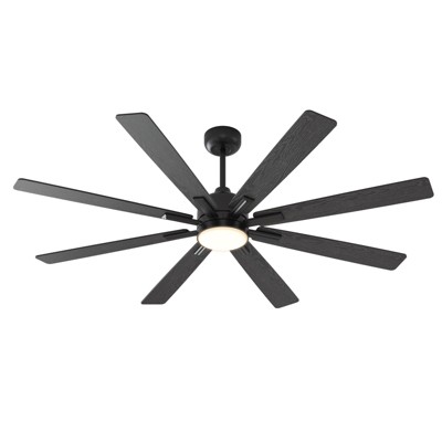 Warmiplanet 62"Ceiling Fans with Lights and Remote Control, Reversible Silent DC Motor, 6 Speeds, 3 Color Dimmable LED Light, Timer, Black, 9-Blades
