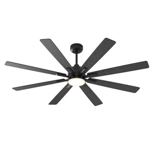 Warmiplanet 62"Ceiling Fans with Lights and Remote Control, Reversible Silent DC Motor, 6 Speeds, 3 Color Dimmable LED Light, Timer, Black, 9-Blades - 1 of 4