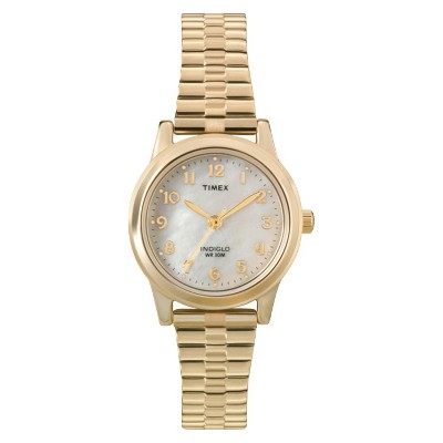 Women s Timex Expansion Band Watch Gold mother Of Pearl T2m827jt