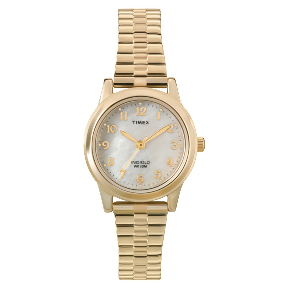 Photos - Wrist Watch Timex Women's  Expansion Band Watch - Gold/Mother of Pearl T2M827JT yellow 
