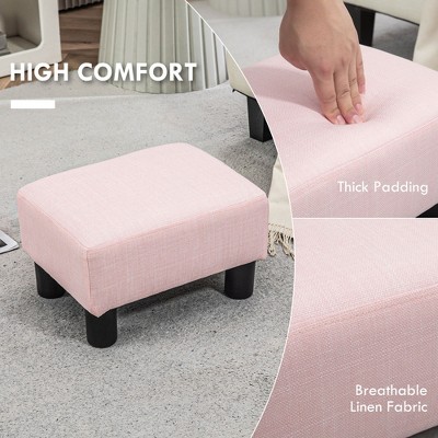 Vynxaria Linen Fabric Cube Ottoman Foot Rest ¨C Stylish & Versatile for Any Room