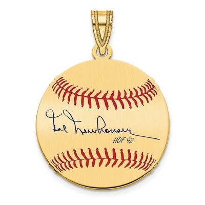 Black Bow Jewelry 14K Gold Plated Hal Newhouser Signature SM Enamel Baseball Pendant