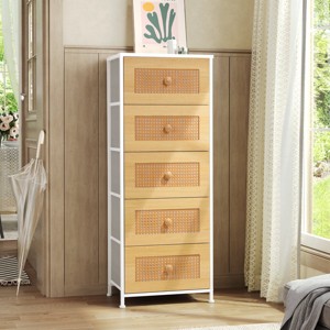 Crestlive Products Vertical Dresser for Bedroom Storage Tower With Steel Frame Wood Top Easy Pull Fabric Bins - 1 of 4