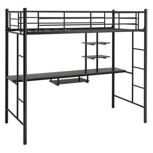 Costway Twin Size Loft Bunk Bed With Desk Storage Shelf Full Length ...