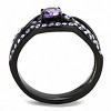 Slickblue Women's Amethyst CZ Ring, Ion Plated Stainless Steel, Modern Wedding Band, Black, Size 5-10 - 3 of 4