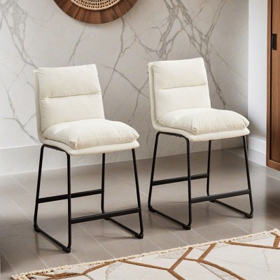 Milos Upholstered 26-inch Counter Height Stools, Set of 2- Leovsnove