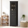 Tall Bathroom Storage Cabinet with Glass Doors, 2 Drawers, Adjustable Shelves, and Gold Handles – Freestanding Display Cabinet - 3 of 4