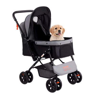 VEVOR Pet Stroller, 4 Wheels Dog Stroller Rotate with Brakes, 44lbs Weight Capacity, Puppy Stroller with Reversible Handlebar