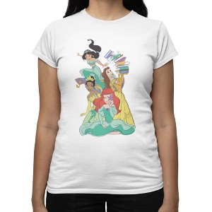 Disney Princess Women's Silly Friend Group T-Shirt - Bright White