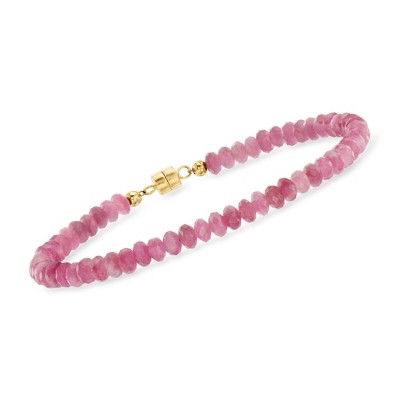 Ross-Simons 20.00 ct. t.w. Pink Tourmaline Bead Bracelet With 14kt Yellow Gold Magnetic Clasp