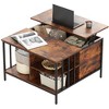 Zeus & Ruta 31.5" Farmhouse Lift-Top Coffee Table with Adjustable Height, Hidden Compartment & 3 Shelves for Living Room - 2 of 4