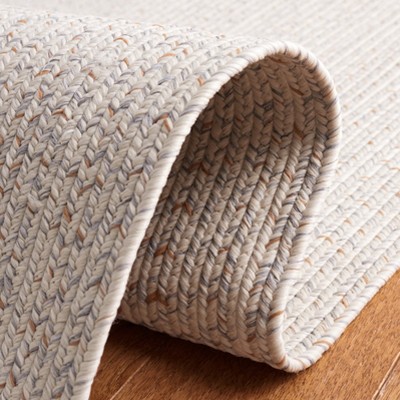 Ivory and Light Grey Braided Reversible Handmade Area Rug