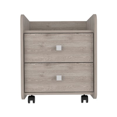 2-Drawer Premium York Nightstand - Engineered Wood with 4 Rolling Casters，