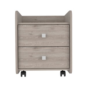 2-Drawer Premium York Nightstand - Engineered Wood with 4 Rolling Casters， - 1 of 4