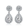 Guili Sterling Silver Rhodium Plated Drop Earrings with Pear and Round Cubic Zirconia and a Halo Design, an Exquisite Touch of Radiance - 3 of 3