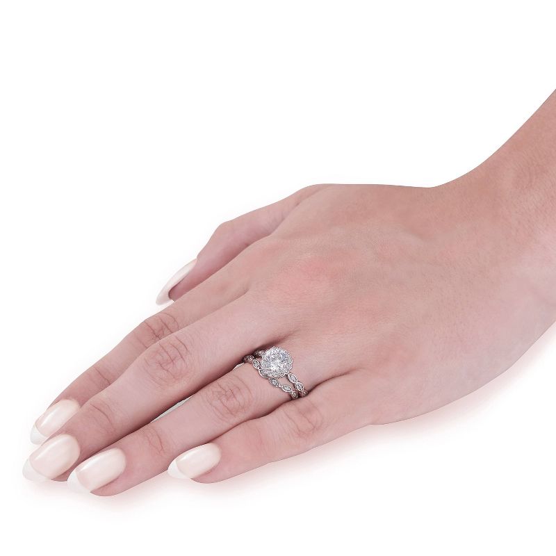 Pompeii3 1 Carat D VS2 Enhanced Halo Diamond Engagement Ring Set Round Cut 14K White Gold, 3 of 5