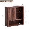 Bathroom Wall Cabinet with Sliding Door, Wood Hanging Cabinet with Adjustable Shelf & Faux Marble Top, Over The Toilet, Bathroom Cabinet - 2 of 4