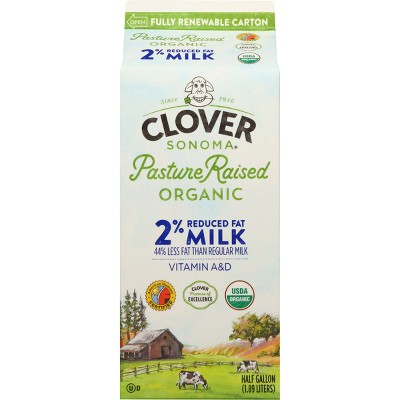 Clover Sonoma Fresh Organic Pastured Raised 2% Milk - 0.5gal