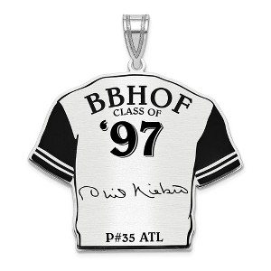 Black Bow Jewelry Sterling Silver Phil Niekro Signature Enamel Jersey Pendant - 1 of 4