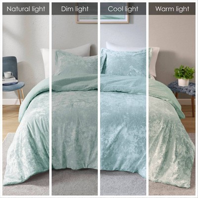 Intelligent Design Full/Queen Arabella Crushed Velvet Faux Shearling Reversible Comforter Set Aqua: Hypoallergenic Teen Bedding Set — фото 8